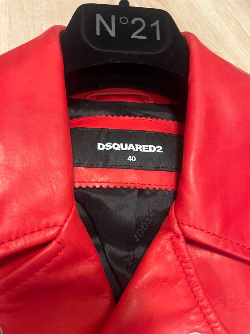 DSQUARED2 レッド ダブルライダースジャケット 40