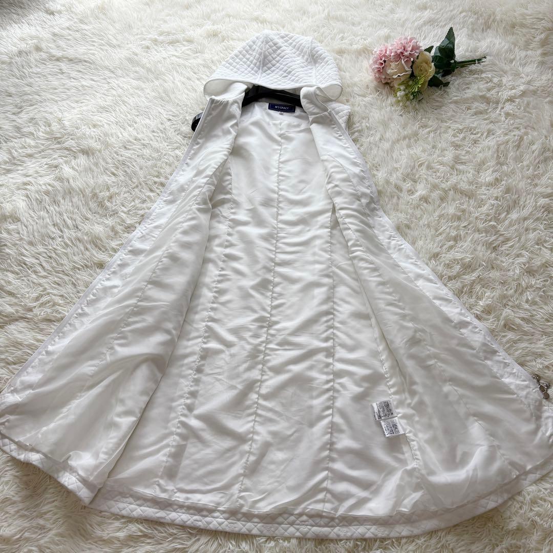 【美品】23年 リボン　カメリアダブルジップ　フード付きキルティングワンピース