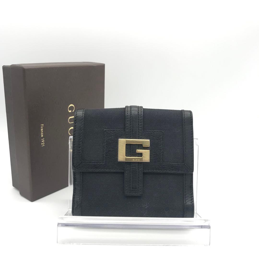 オールドグッチ　グッチ財布　グッチ折り財布　グッチキャンバス　グッチレザー