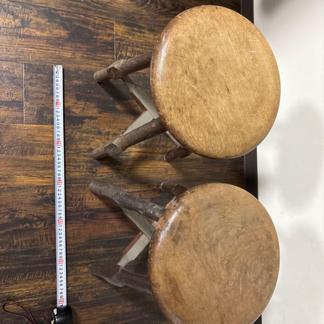 木製 椅子 2脚セット 昭和 学校 理科室 レトロ ヴィンテージ