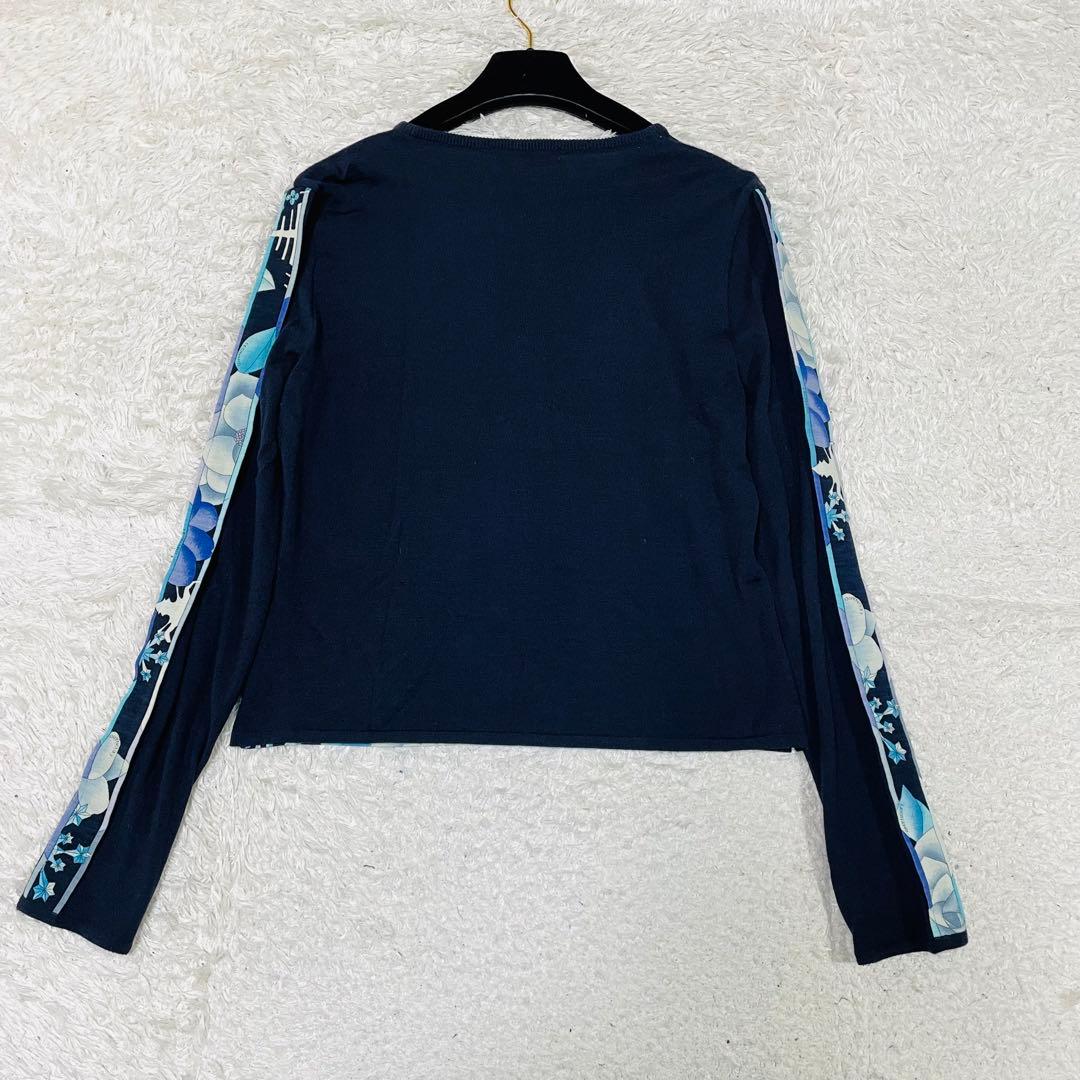 希少✨LEONARD カシミヤ混 ニット トップス　花柄 ウール　トリム　40