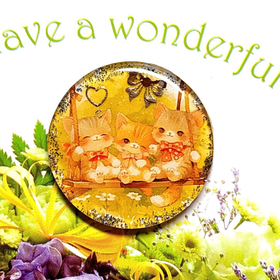 NO 579レジン　ヘアゴム　ブローチ　ハンドメイド　猫ちゃん