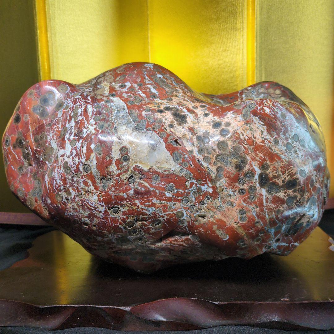 佐渡赤玉石 約13.2kg 天然石 鑑賞石 木製台座付き　希少 レア品