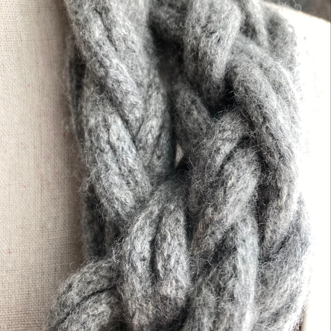 pashma 美品 ロングマフラー カシミア100% 編み込み ライトグレー