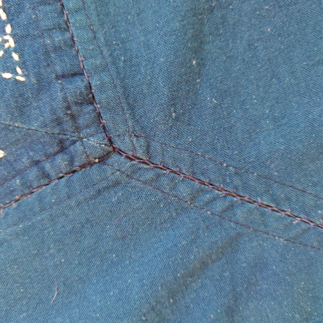 刺し子　刺繍　ブルー　長方形　テーブルクロス　布　インテリア　レトロ