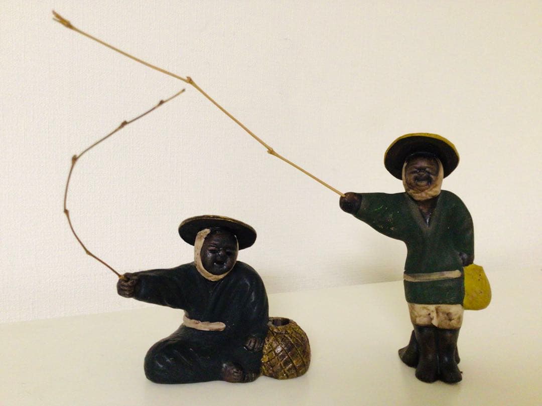 旧家初蔵出し 郷土玩具 民藝品 橋人形 釣り人形 二体セット