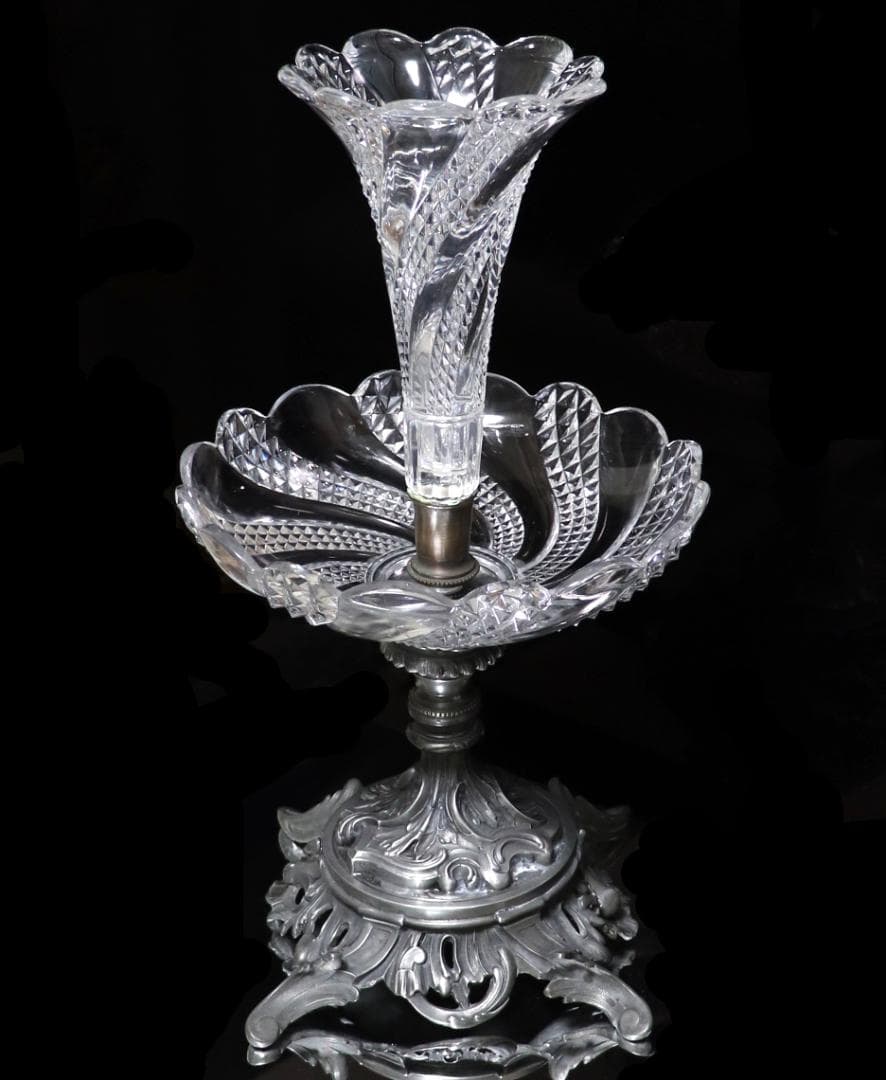 オールド・バカラ 博物館級 特大センターピース 花瓶&コンポート 46cm4kg