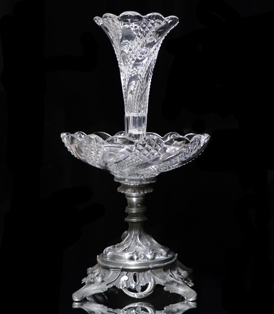 オールド・バカラ 博物館級 特大センターピース 花瓶&コンポート 46cm4kg