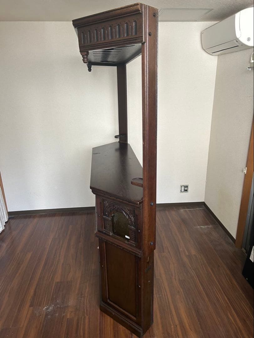 大塚家具 一点物 木製バーカウンター 彫刻入り ダークブラウン