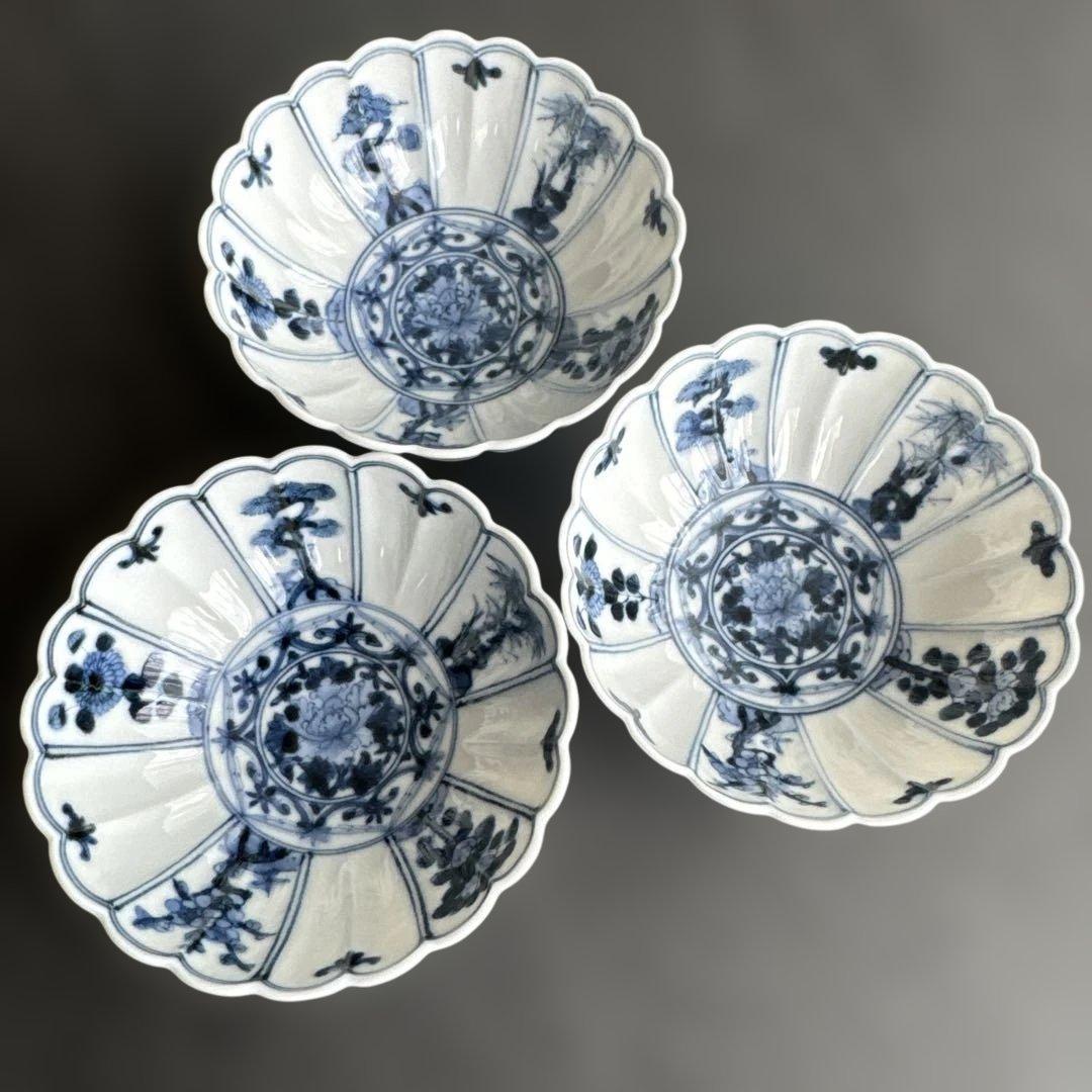 ✨美品✨ 【山本長左】 小付 吉祥樹花文 3客セット