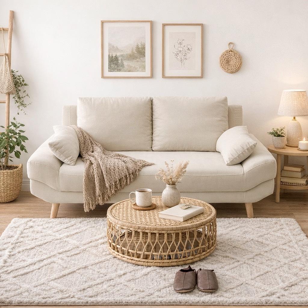 【新品】北欧風　ごろ寝ソファ　2～3人用　アイボリー　アウトレット