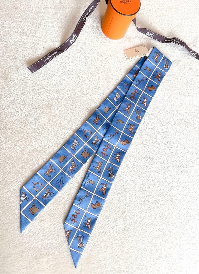 新品未使用　エルメスツイリー　馬着　タグ付き　青　ブルー　HERMES