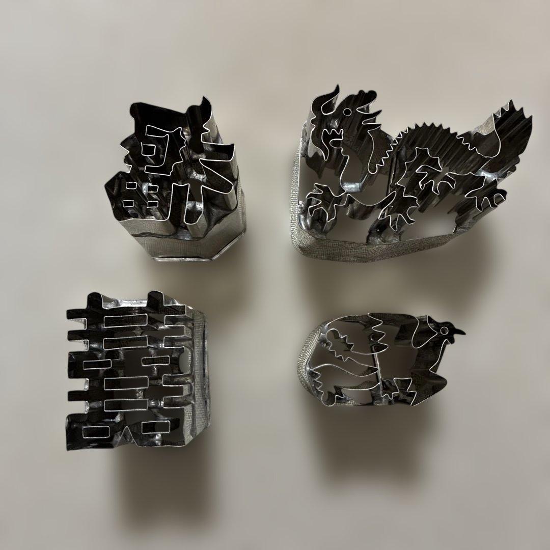 中華　ステンレス 型抜き 4個セット 動物と文字デザイン