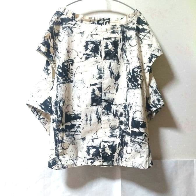 美品 MARNI マルニ 変形 コットン ブラウス モノトーン フレンチスリーブ
