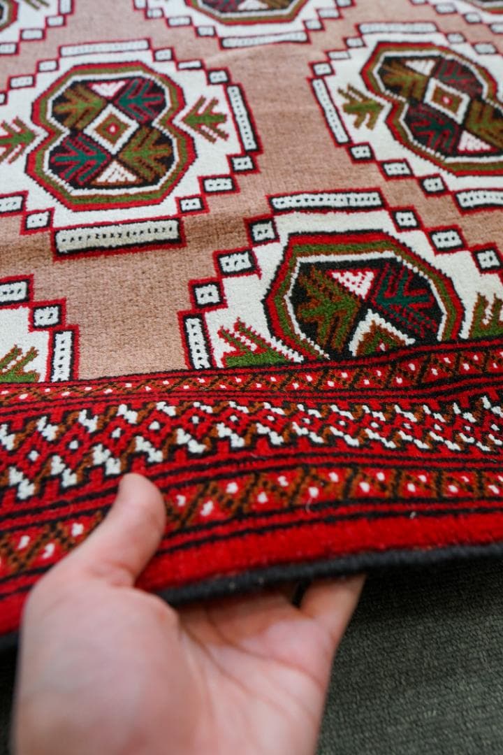 108x82cm トルクメン 手織り絨毯 ペルシャ絨毯 トライバルラグ