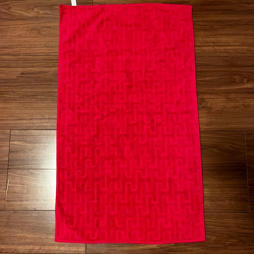 エルメス HERMES バスタオル フェイスタオル H柄 レッド系 未使用