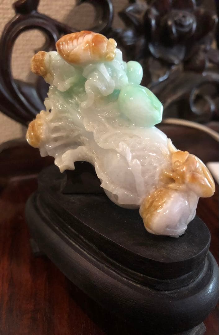 天然本翡翠白菜手彫り