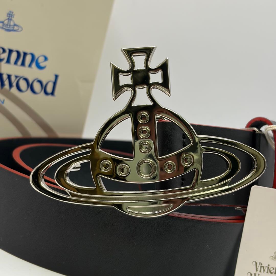 【未使用】Vivienne Westwood☆レザー ベルト 黒/赤