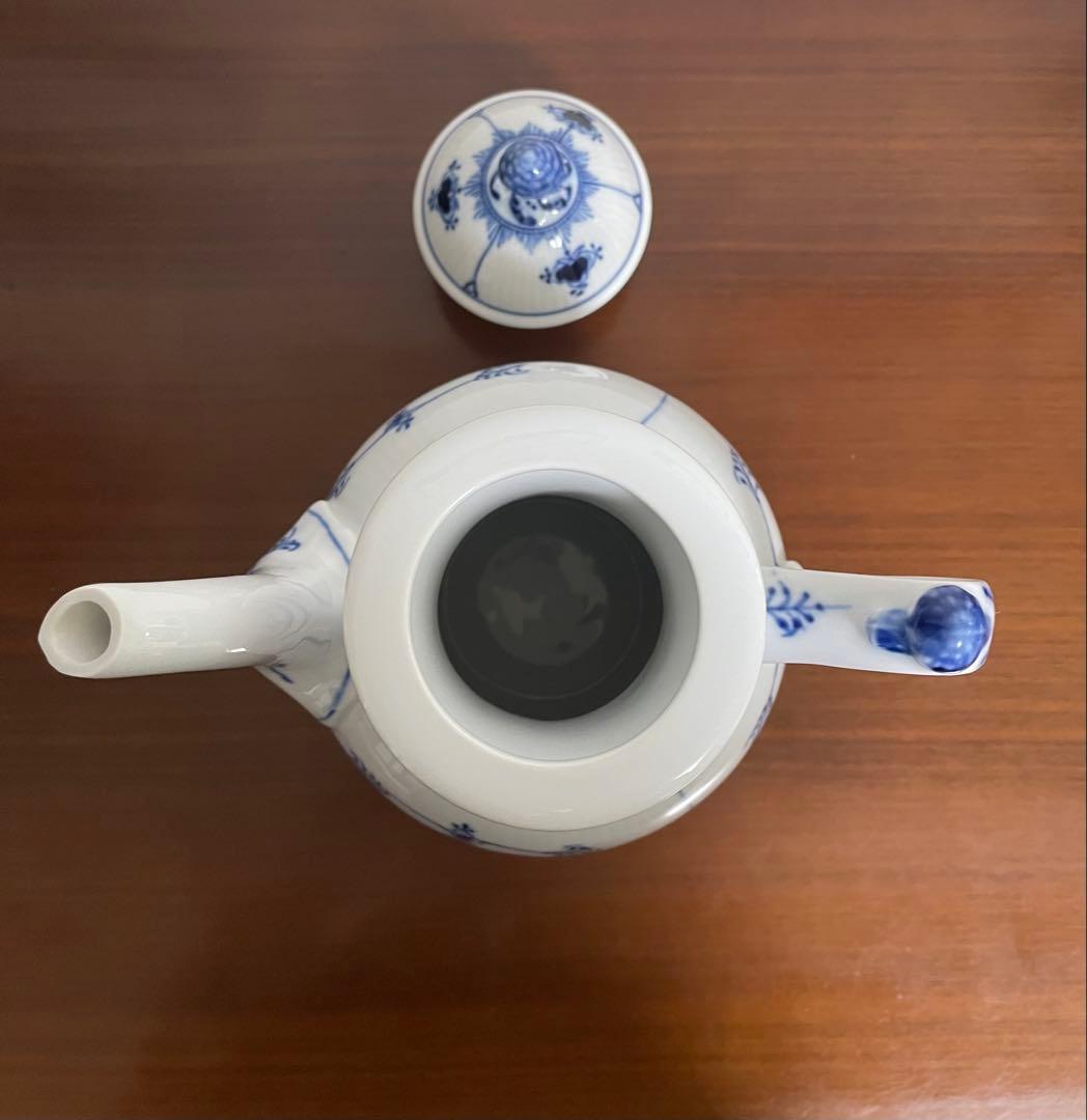 【未使用】ブルーフルーテッド ハーフレース　コーヒーポット