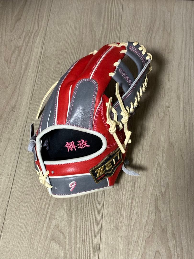 ZETT 軟式用グローブ レッド/グレー