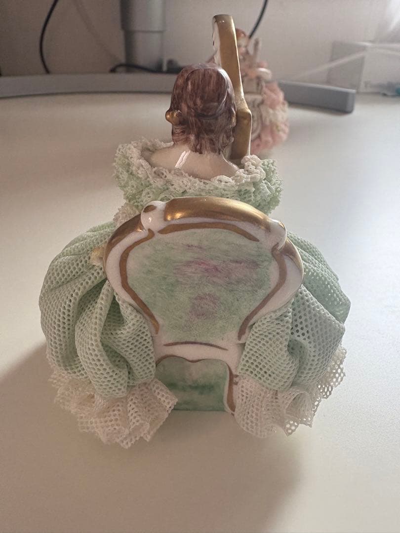 Irish Dresden アイリッシュドレスデン　レース陶器人形2体セット