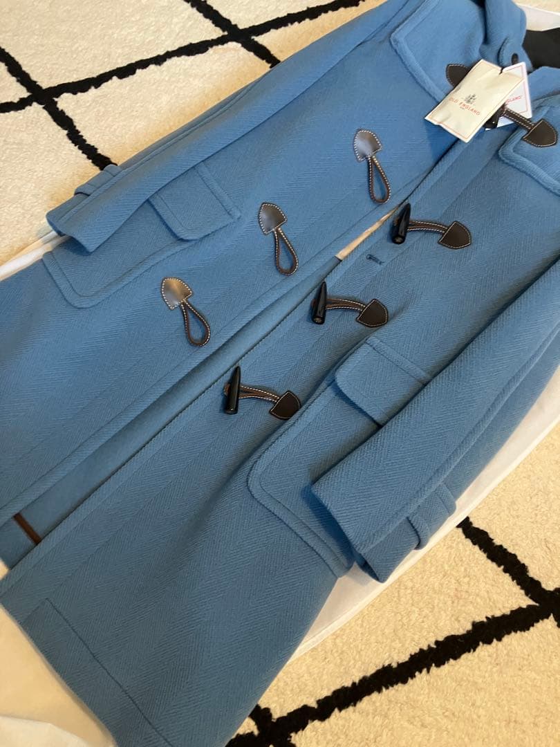 【新品未使用タグ付】OLD ENGLAND サックスブルーダッフルコート 34