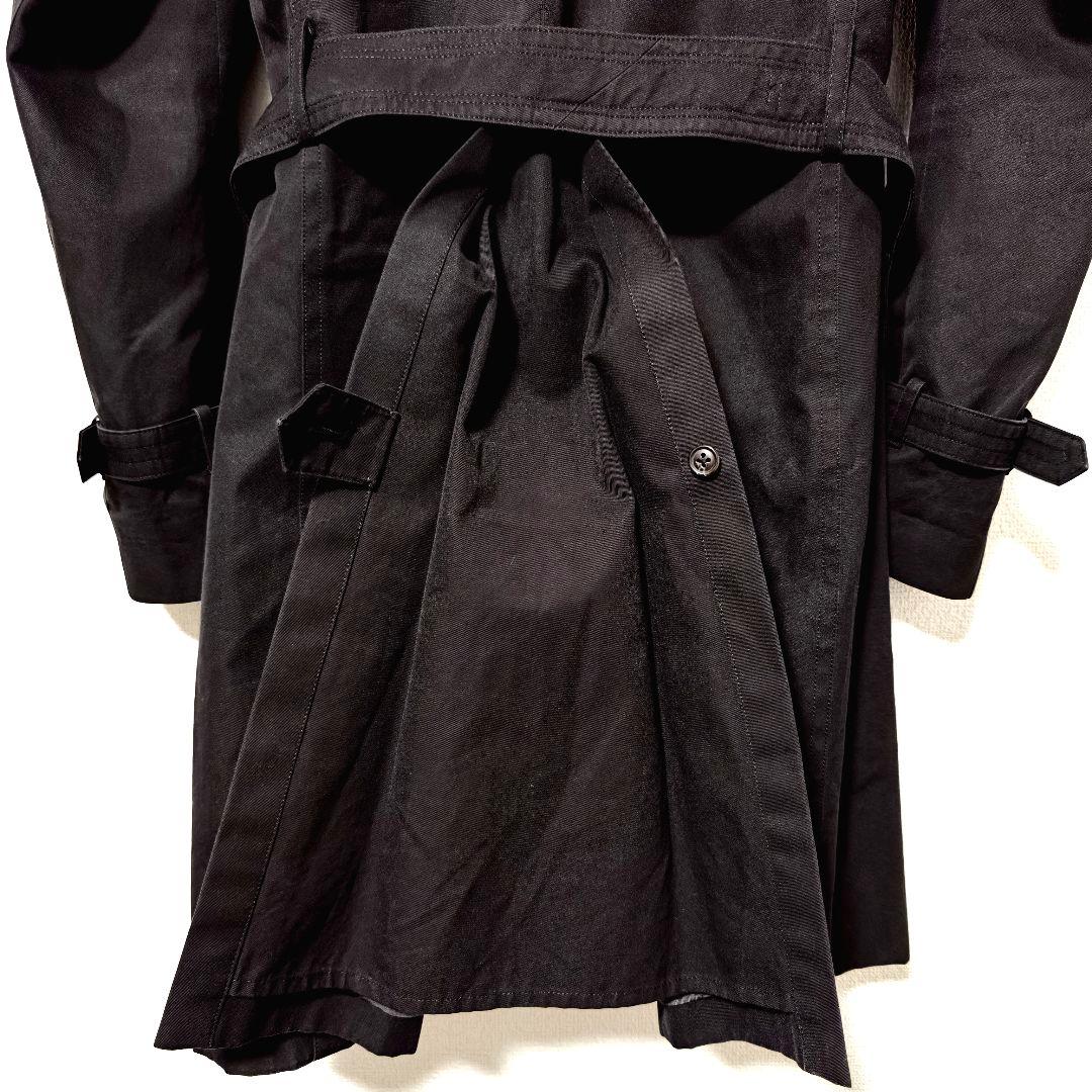 サンヨー トレンチコート 黒 L コットン 水牛ボタン 100年コート ライナー