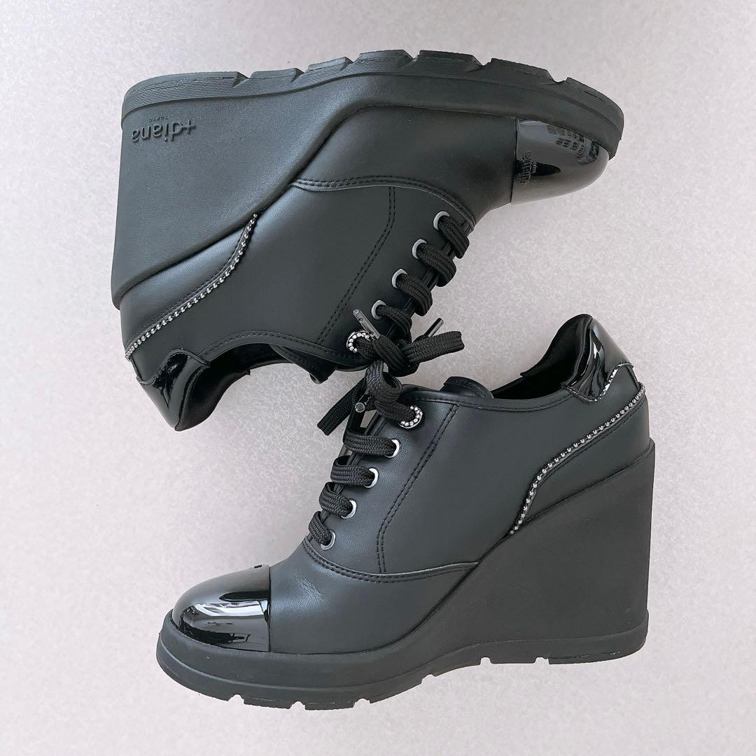 +diana ヒールアップスニーカー ウエッジソール ブラック 23.5cm