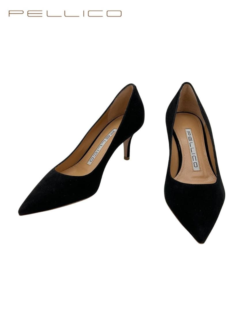 【新品】PELLICO スエードポインテッドトゥパンプス ブラック 34.5