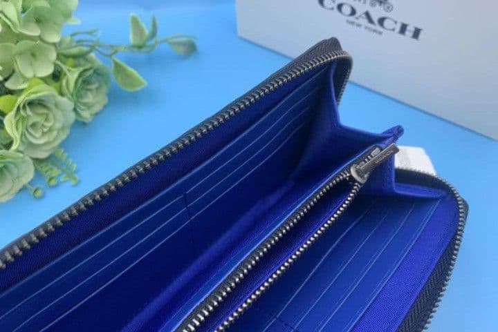 新品未使用コーチ長財布シグネチャーロングジップブルーメンズ送料無料即日発送