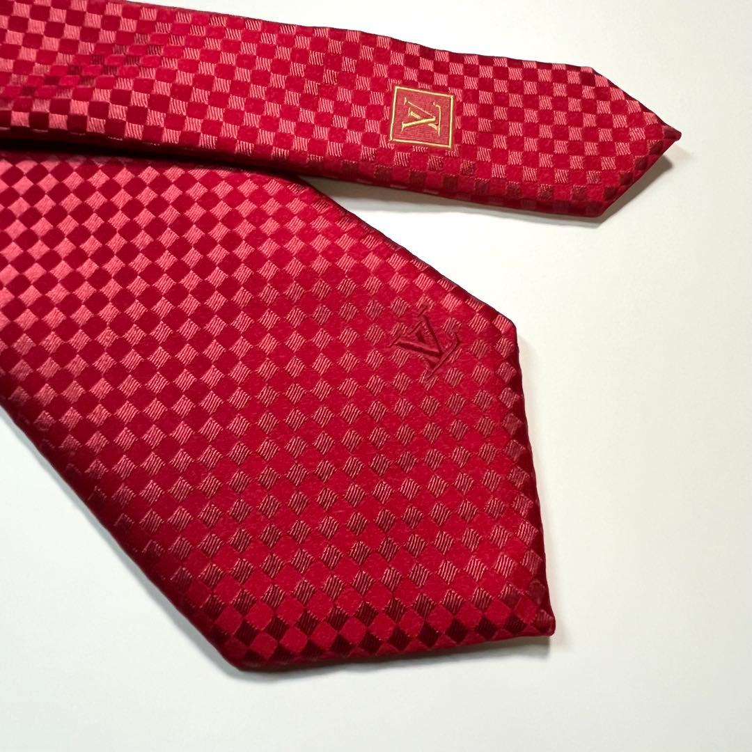 ✨極美品✨LOUIS VUITTON ネクタイ　マイクロダミエ　ビッグLVロゴ