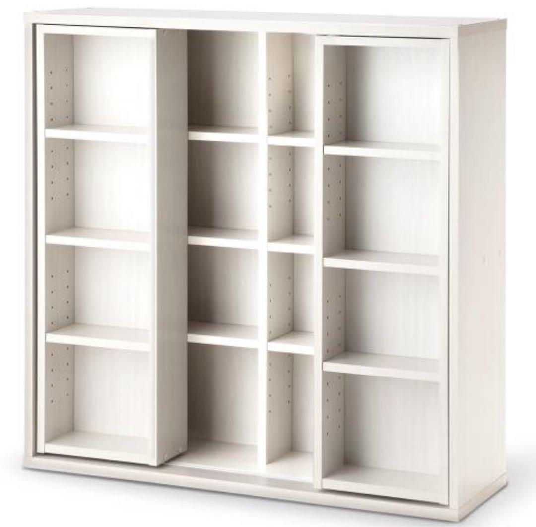 本棚　スライド式　マガジンラック　大容量　本収納　スライドダブル　ホワイト