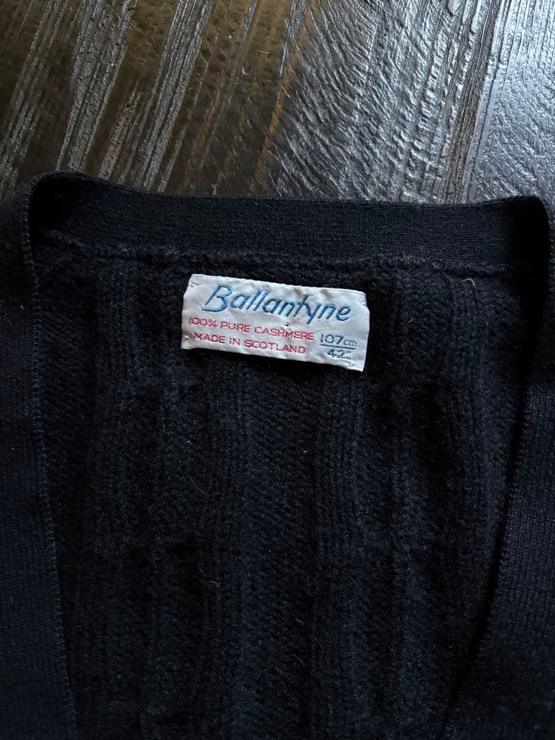 バランタイン　カシミヤ　カーディガン　ケーブルニット　80s