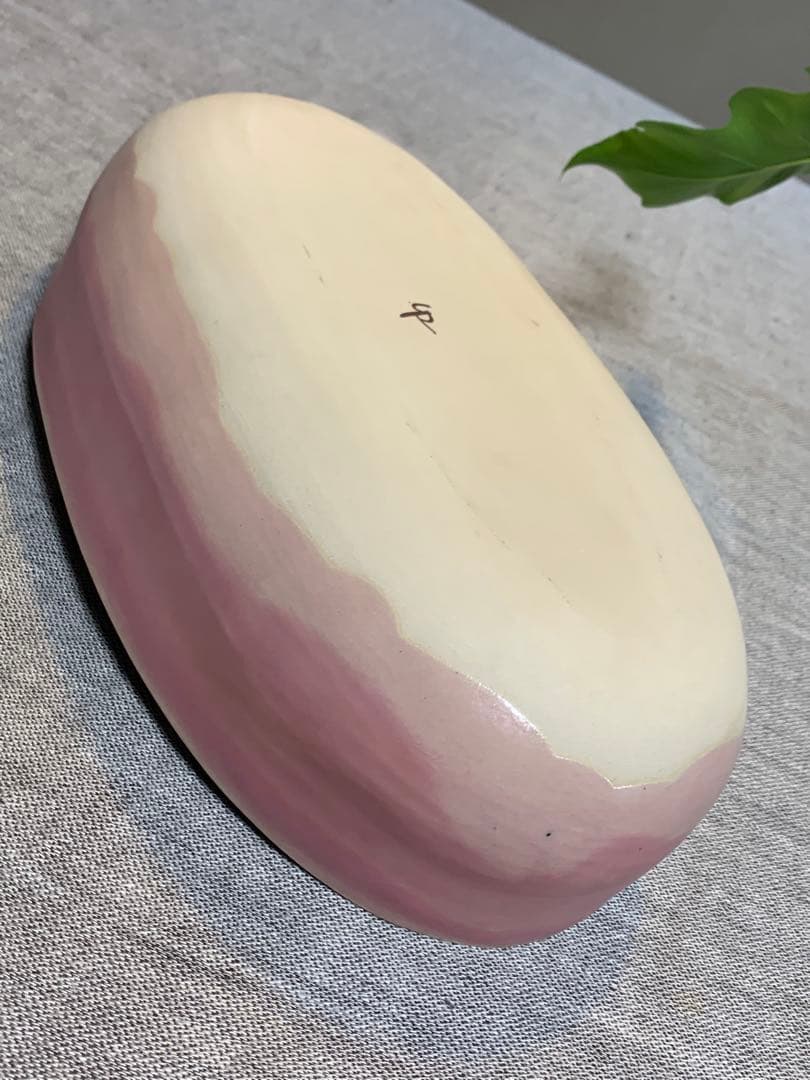 クリスチャンヌ　ペロション オーバル舟形　ピンク釉 初期作品　有元葉子　極美品