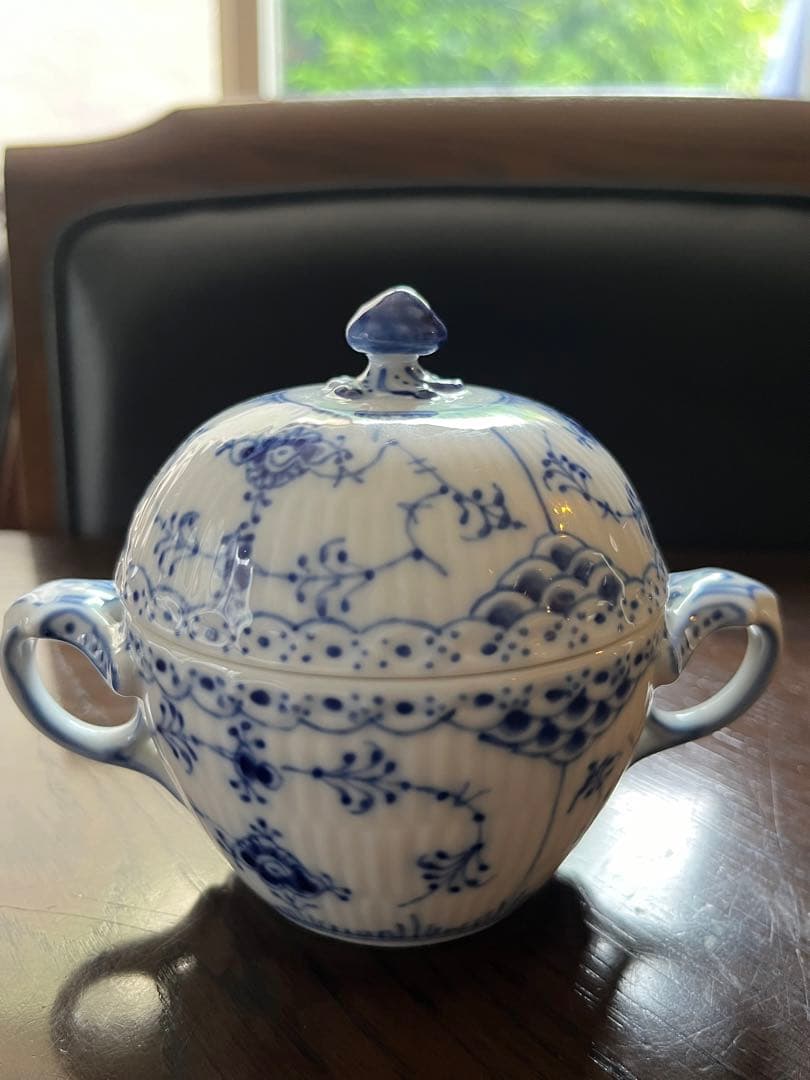 ロイヤルコペンハーゲン ブルーフルーテッド ハーフレース シュガーポット