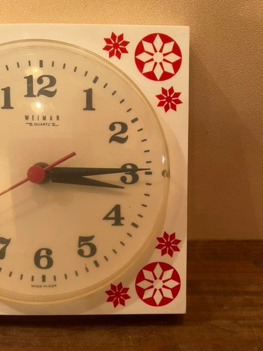 旧東ドイツGDR WEIMAR 壁掛け時計 雪華模様 ビンテージ レトロ