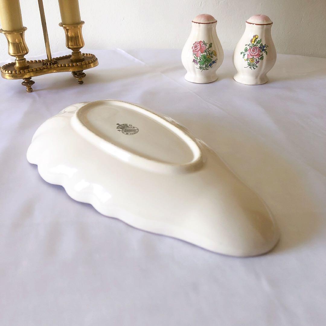 人気　リュネヴィル　シェル型ラヴィエ　前菜皿ブーケ柄　フランスアンティーク食器