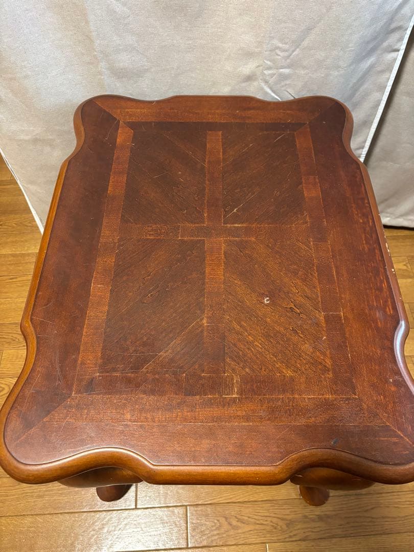 英国調アンティーク 木製 猫足 サイドテーブル ダークブラウン レトロ