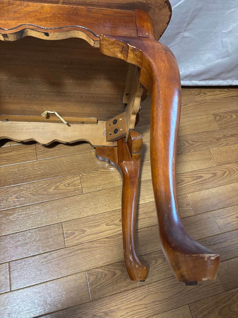 英国調アンティーク 木製 猫足 サイドテーブル ダークブラウン レトロ