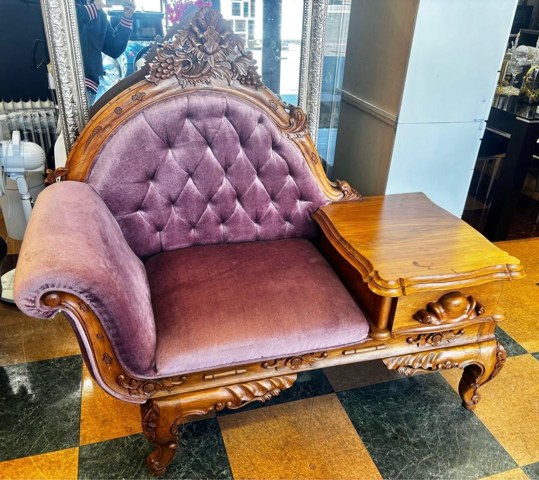 【地域限定無料配送】ソファテレフォンチェアイタリア猫脚アンティーク