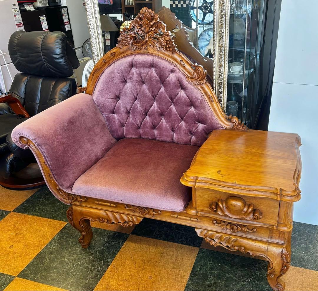 【地域限定無料配送】ソファテレフォンチェアイタリア猫脚アンティーク