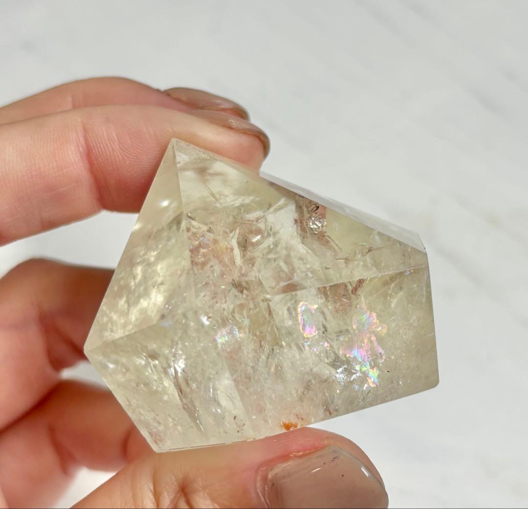 《非加熱・レインボー希少》ナチュラルシトリン　ダイヤカット＊高透明度　多面カット