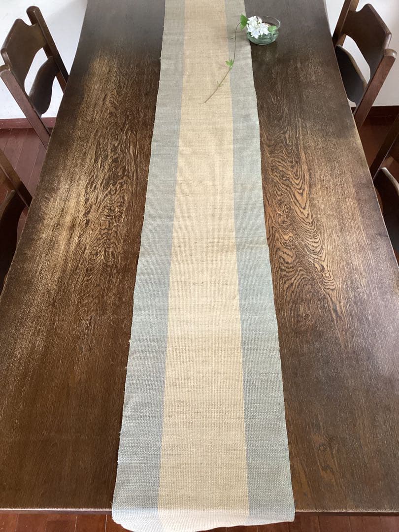テーブルランナー／亜麻(手紡ぎ)・木綿