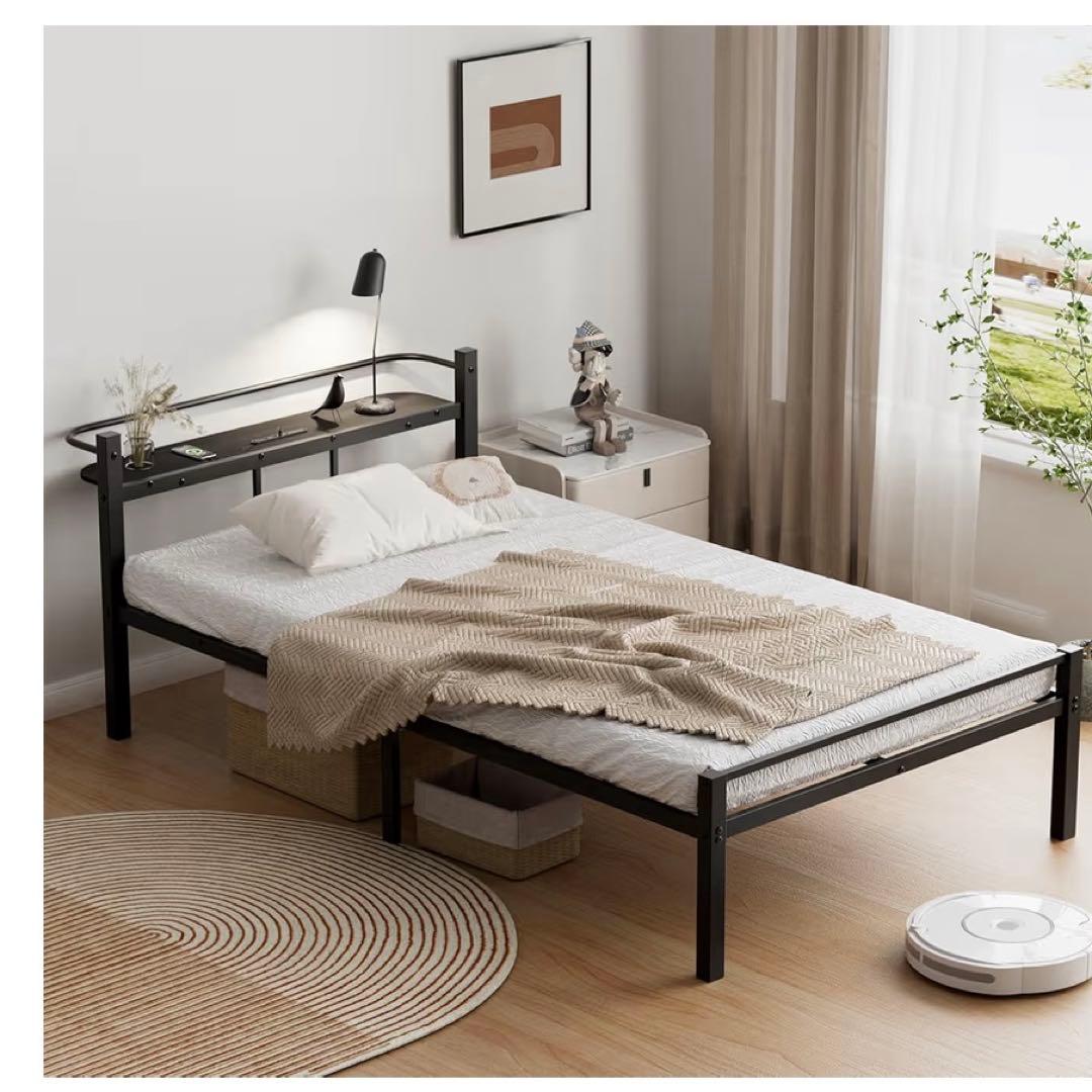 ベッドフレーム シングル ベッド 宮棚 2口コンセント