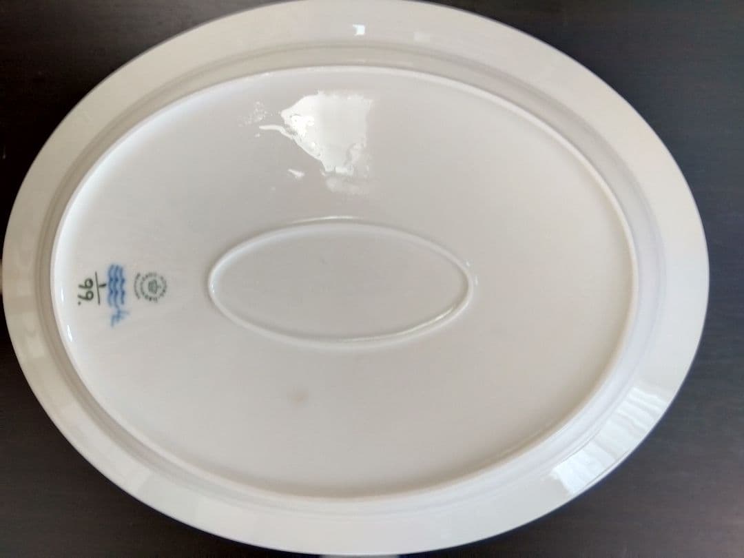 大皿オーバル　ブルーフルーテッドヴィンテージ