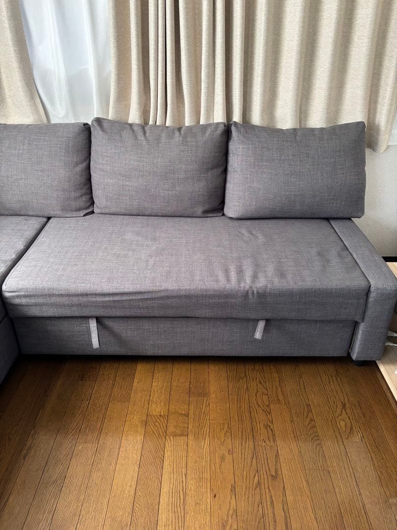 ★【引取限定】L字型ソファベッド IKEA フリーヘーテン 収納付き