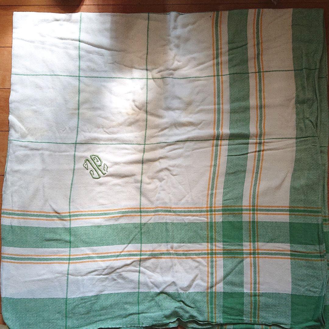 フランス産モノグラム入りアンティークテーブルクロス＆テーブルナフキン4枚セット