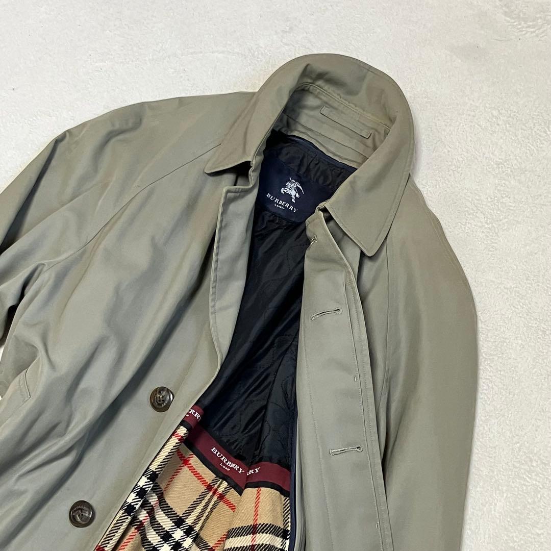 バリーロンドン　ステンカラーコート　ロング　ライナー付　裏ノバチェック　￼L