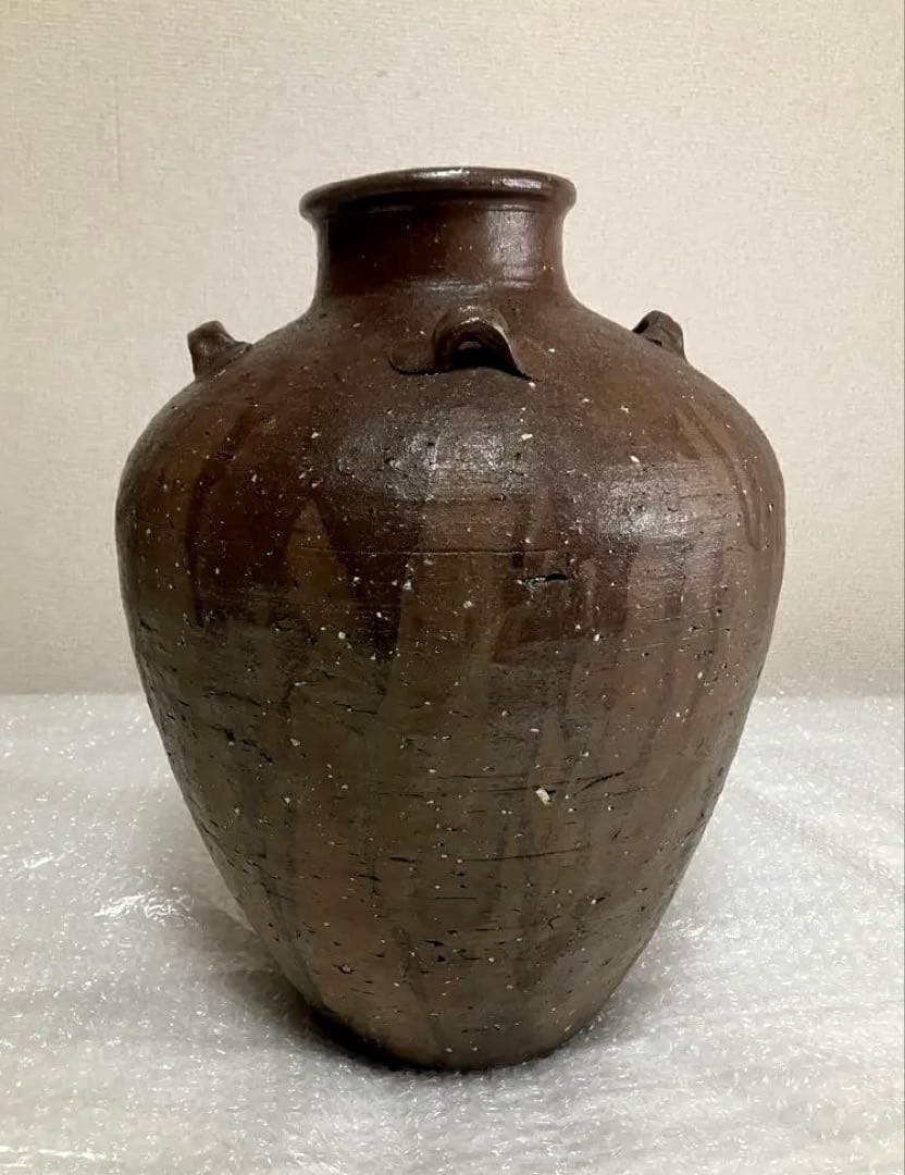 室町時代 信楽焼 壺 古美術 骨董品 花瓶 茶葉入 茶道具 大壺 備前焼 一点物
