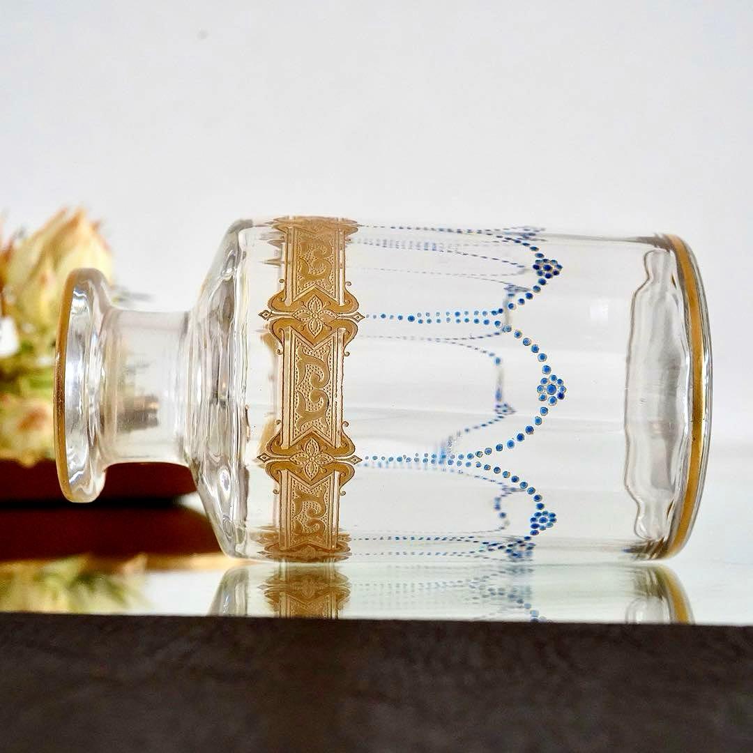 オールドバカラ 金彩×青エナメル彩 香水瓶L★シュヴァリエ作品 BACCARAT